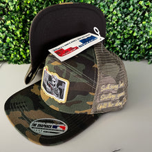 Load image into Gallery viewer, "until the day I die" skeleton trucker 7 panel hat black