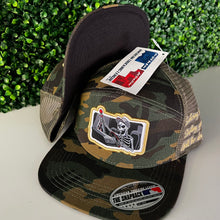 Load image into Gallery viewer, "until the day I die" skeleton trucker 7 panel hat black