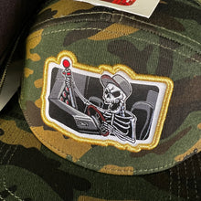 Load image into Gallery viewer, "until the day I die" skeleton trucker 7 panel hat black