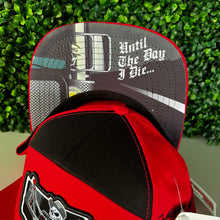 Load image into Gallery viewer, "until the day I die" skeleton trucker 7 panel hat black
