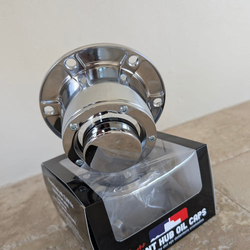 Chrome front oil cap cover 4.5 inch bolt pattern set of 2
