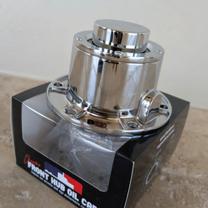 Chrome front oil cap cover 4.5 inch bolt pattern set of 2